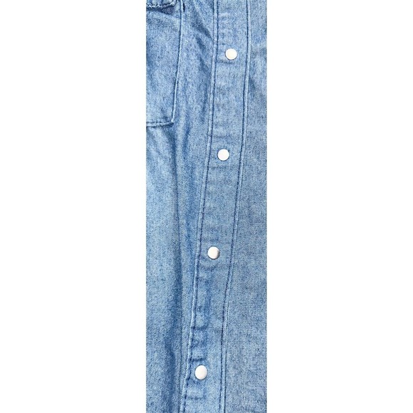 Kroix Women's snap front Long‎ Denim Dress Blue western Y2K L/S Large chambray - Picture 9 of 10